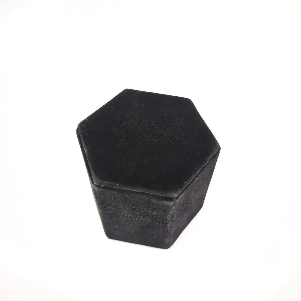 Black Velvet Hexagon Jewelry Display Ring Earrings Pendant Necklace Riser - GUC